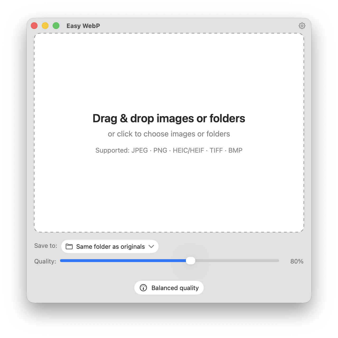Easy WebP app in light mode